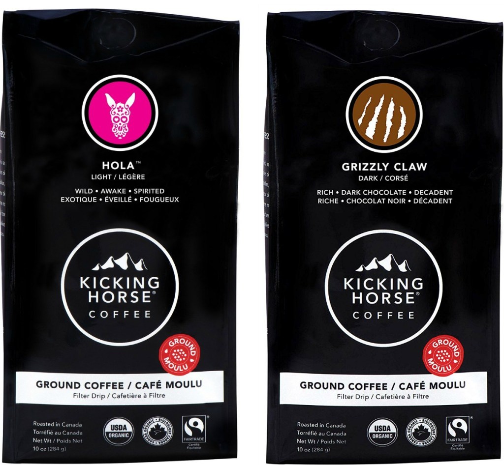 Two packages of Kicking Horse Coffee