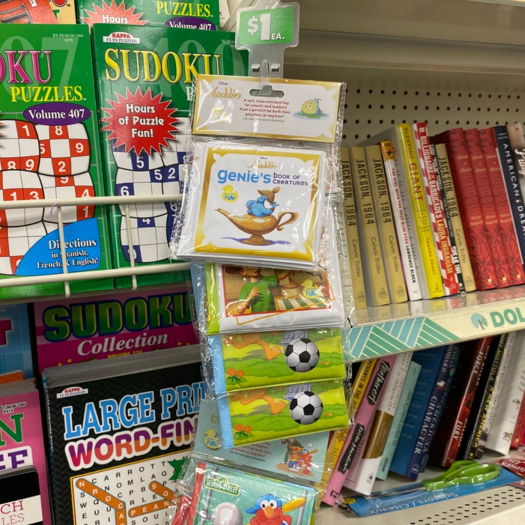 Store display of kids bath books