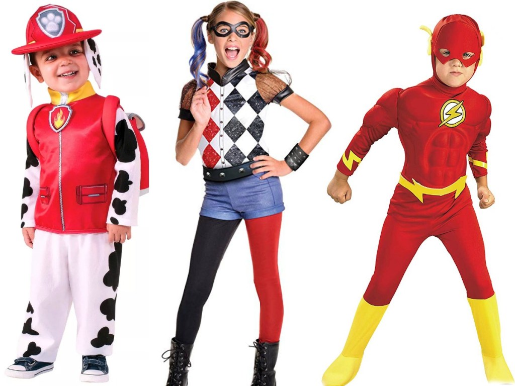 Three Kids Costumes- Paw Patrol, Harley Quinn, & The Flash