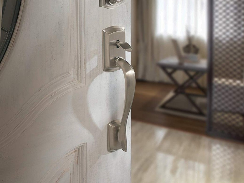 sliver door handle on door slightly open