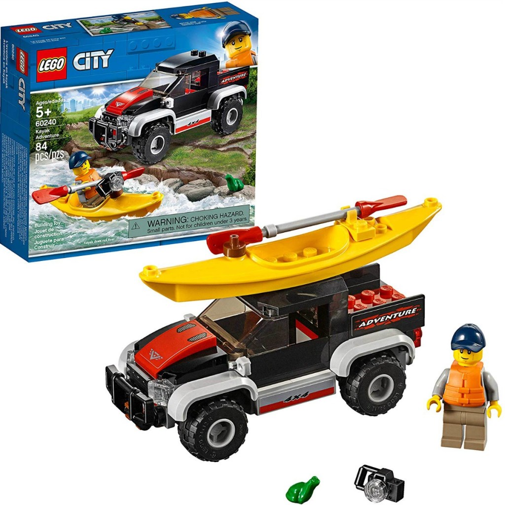 LEGO set with vehicle and kayak