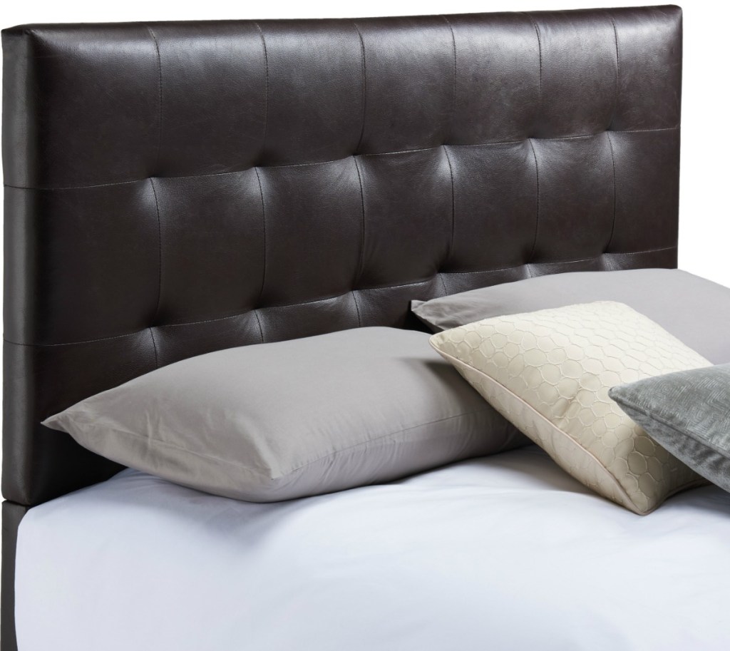 Leather Headboard attached to bed
