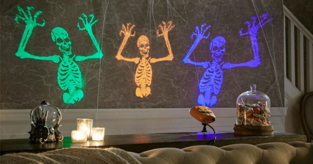 LightShow Halloween Fright Flickers Skeleton (GOP) LightShow Projection with Sound
