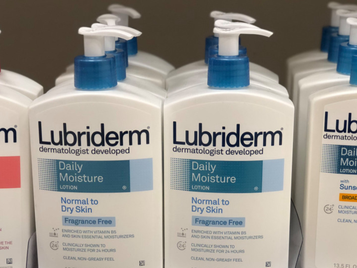 Lubriderm daily moisture lotion on store shelf