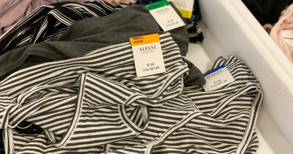 Several styles of Alfani panties at Macy's in-store