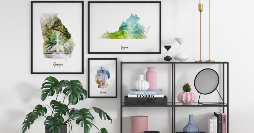 map canvas prints in frames on wall