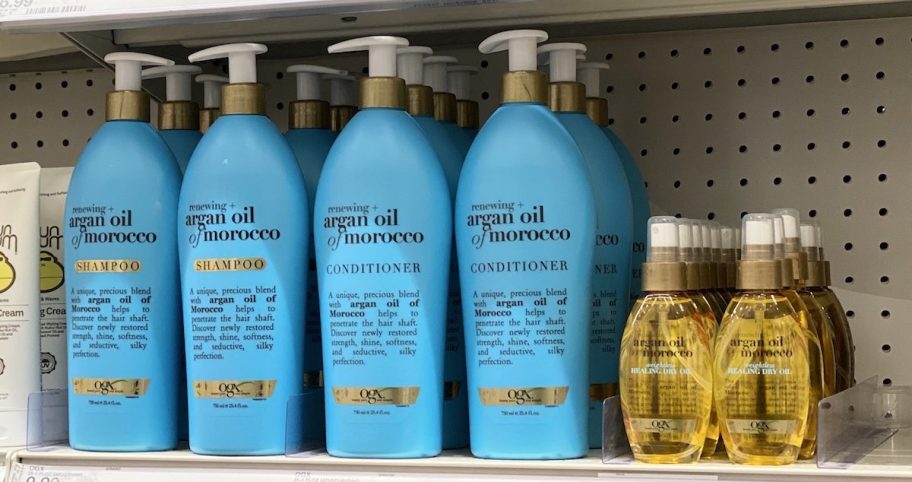 OGX Shampoo and Conditioner on shelf at Target