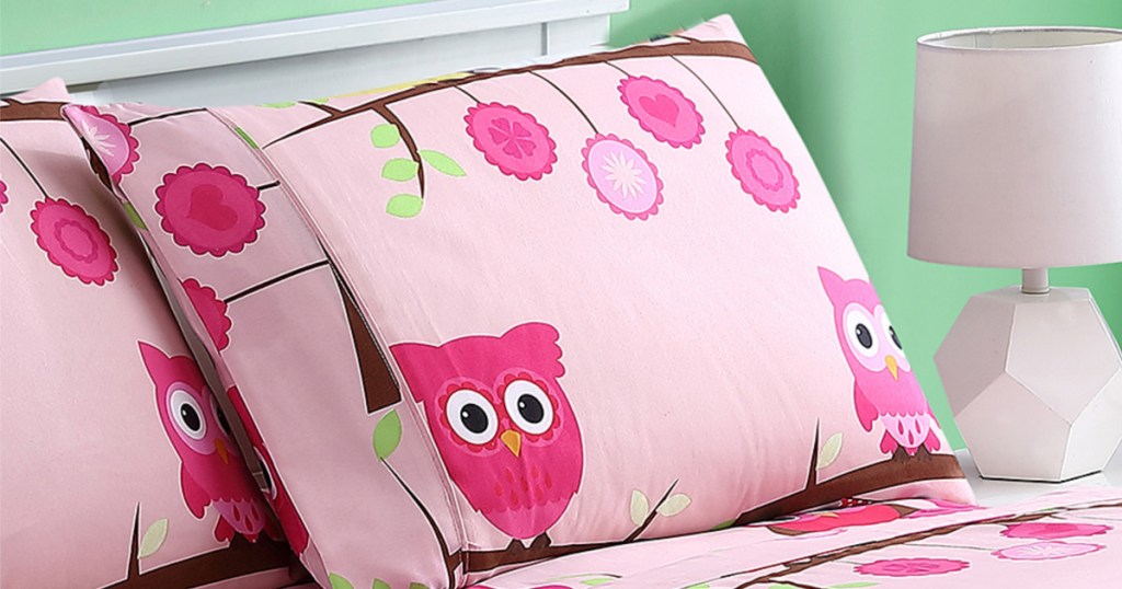 Spirit Linen Home Pink Owl Sheet Set