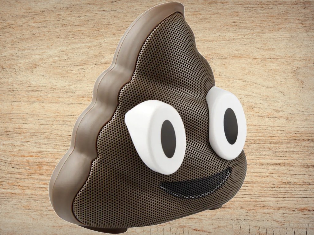 Poop Emoji Wireless Speaker from Kohl's on wooden background