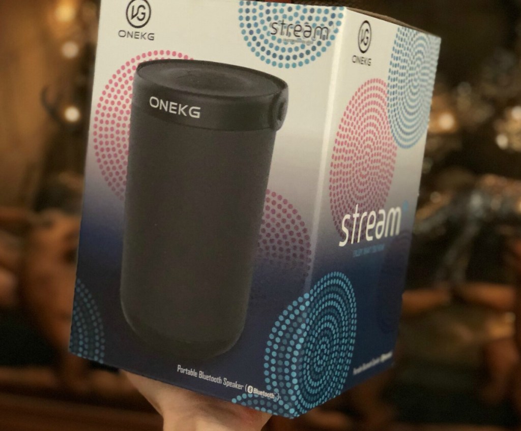Portable Bluetooth Speaker in package in hand