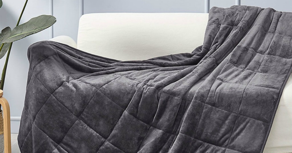 Puredown Weighted Blanket on Zulily on white sofa