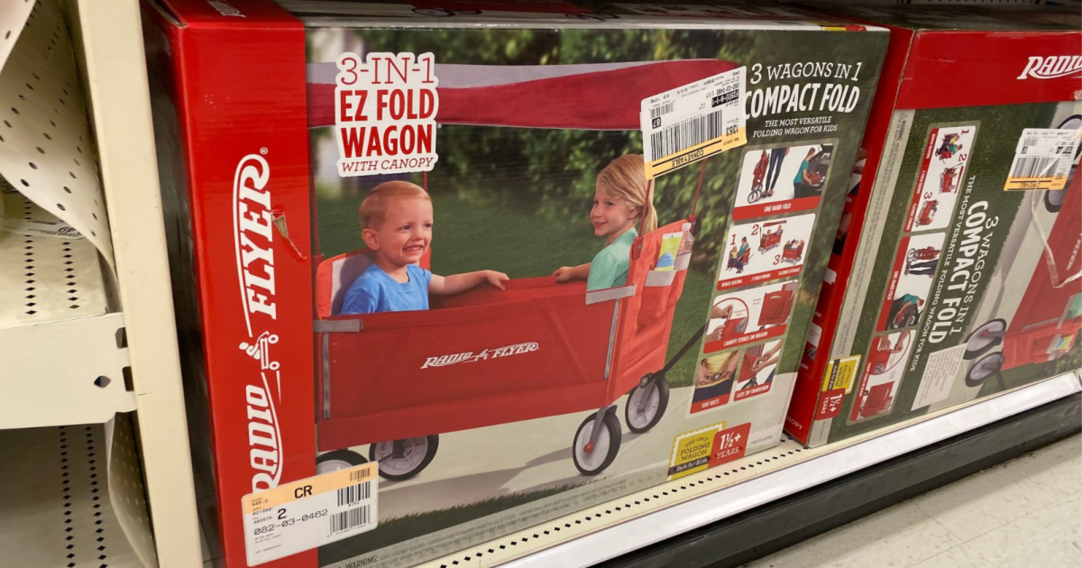 radio flyer wagon in box at store