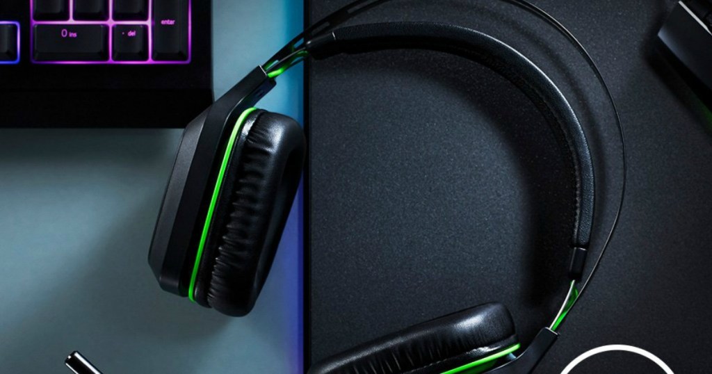 Razer Electra Wired Gaming Headset near PC Gaming setup