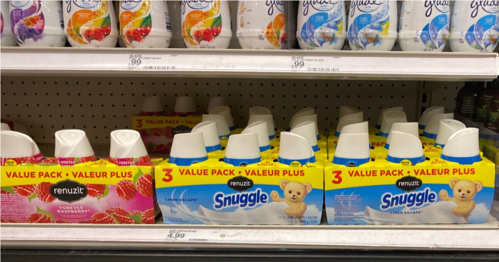 snuggle renuzit freshener on shelf at target