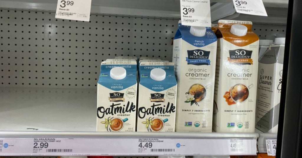 SO Delicious Creamers on shelf at Target