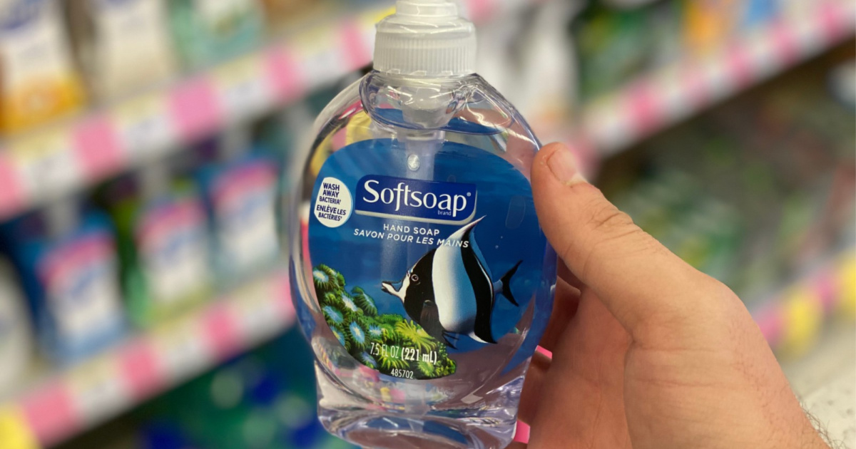 hand holding softsoap pump