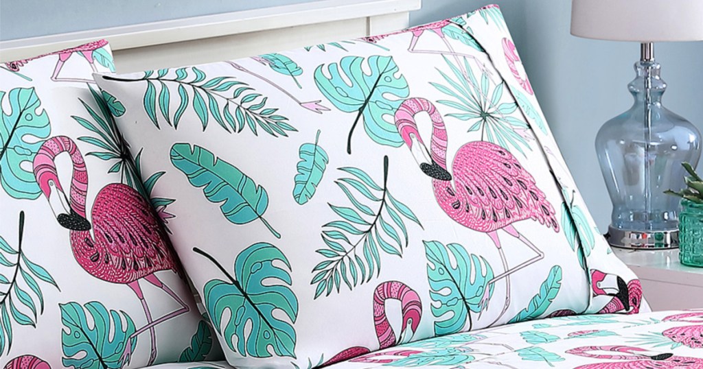 Spirit Linen Home Pink & Blue Flamingo Sheet Set