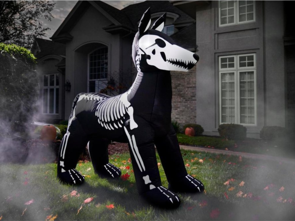 inflatable dog in front of house