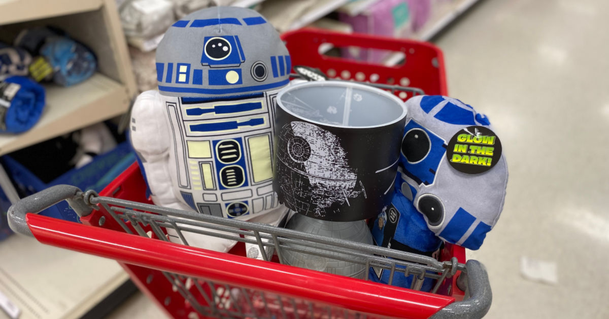 Star Wars Target Home Decor pillows and lamps in target cart