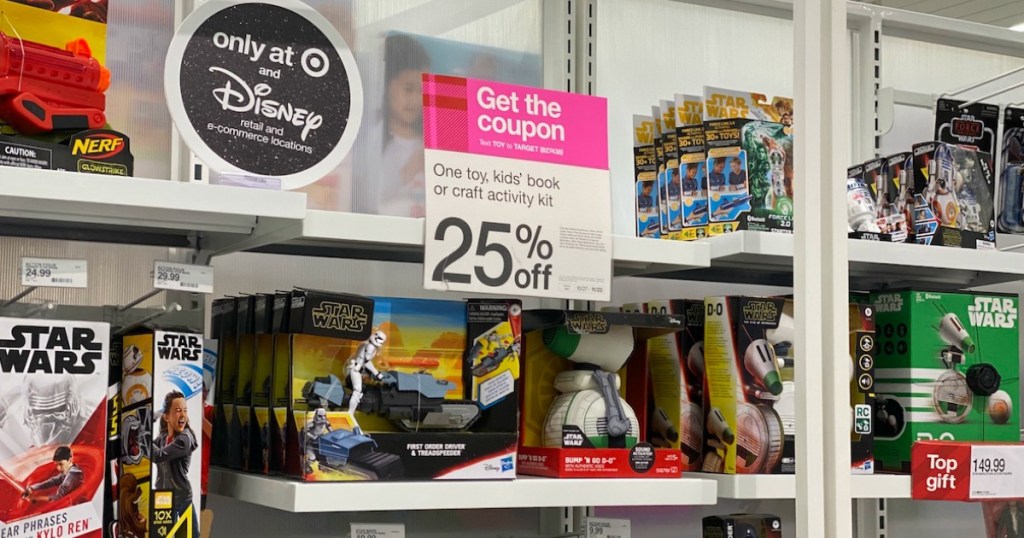 Star Wars Toys at Target with 25% off coupon sign