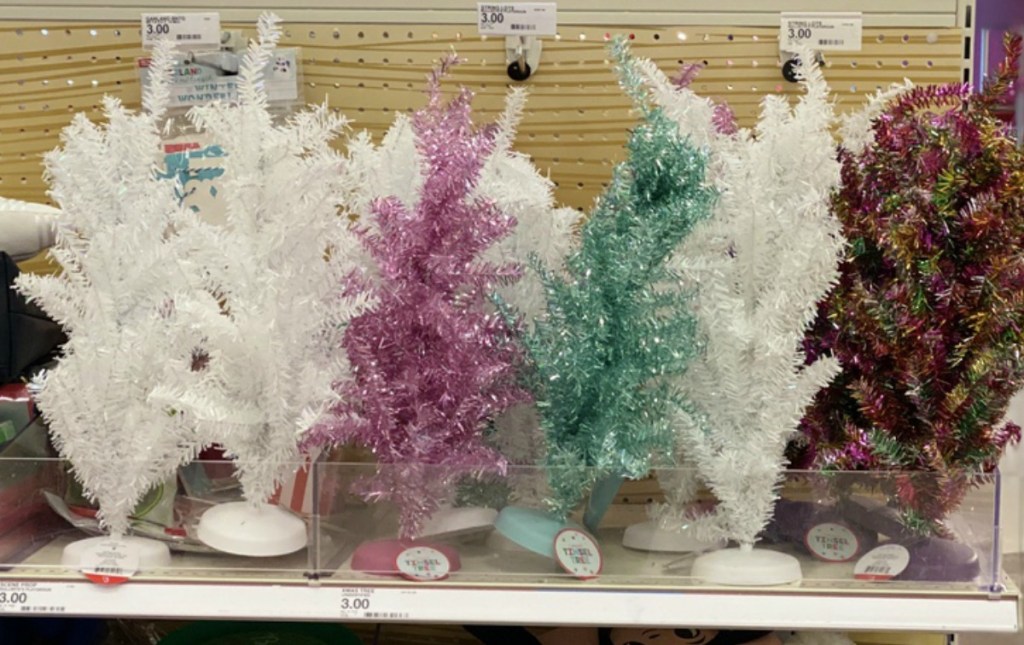 Target Tinsel Mini Trees on display at Target