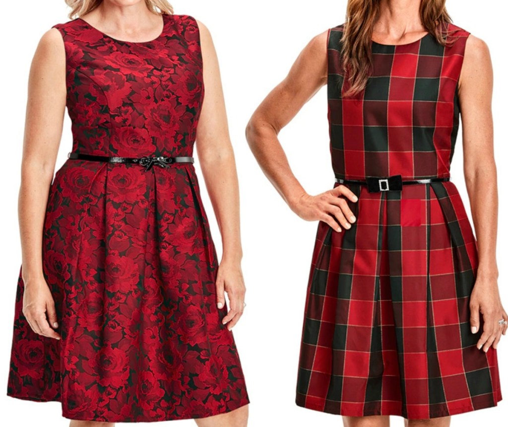 The Children's Place matching women's holiday dresses in two styles