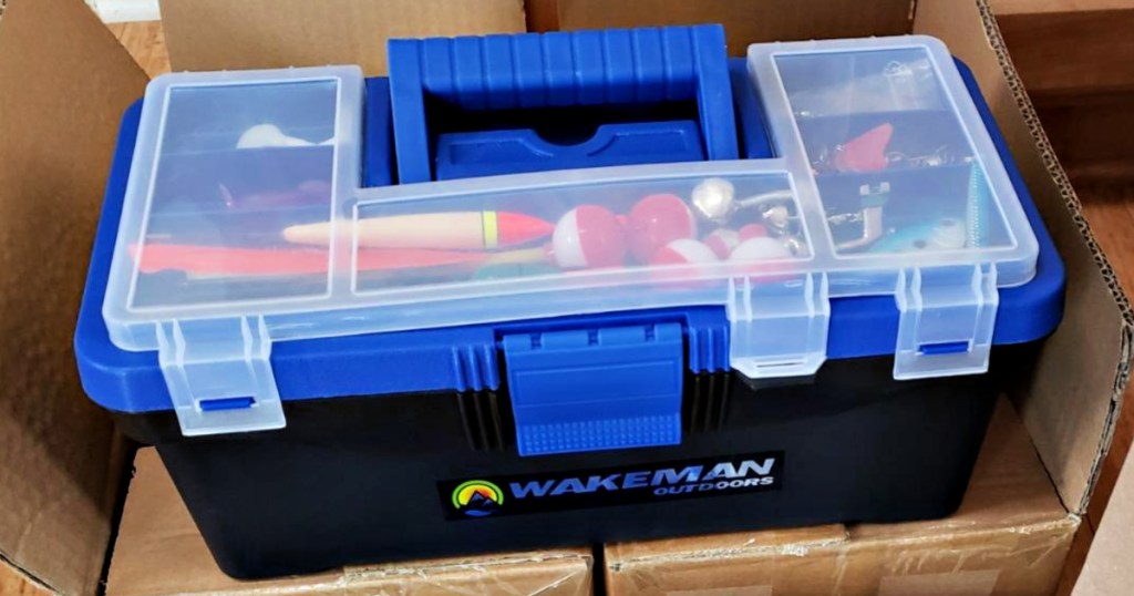 Wakeman Fishing Tackle Box & 55-Piece Tackle Kit