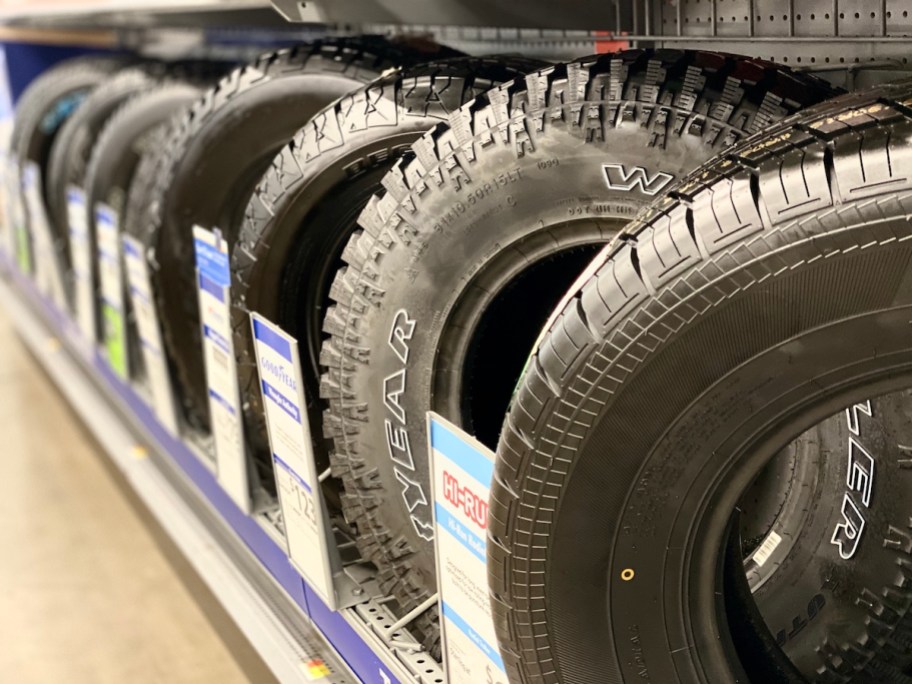 Walmart Tires on display in store