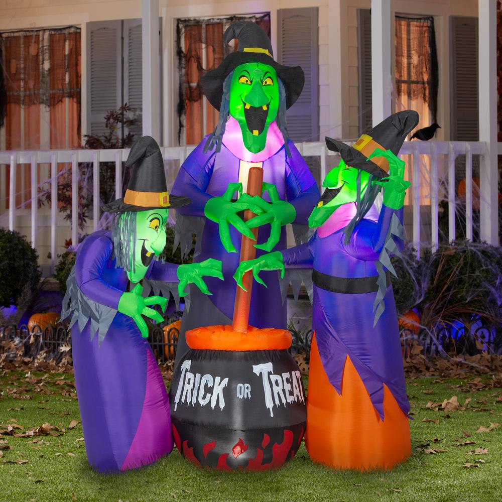 Witch Cauldron Inflatable in front of home