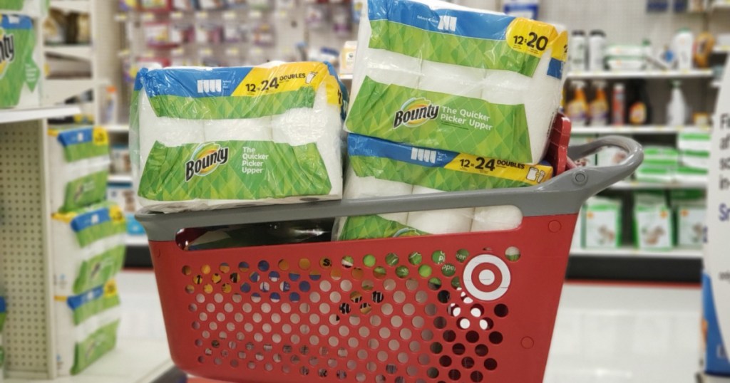 bounty paper towels in target cart in store