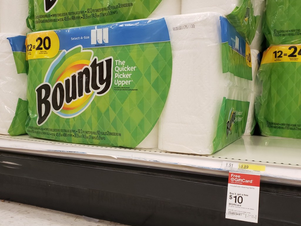 bounty paper towls on store shelf