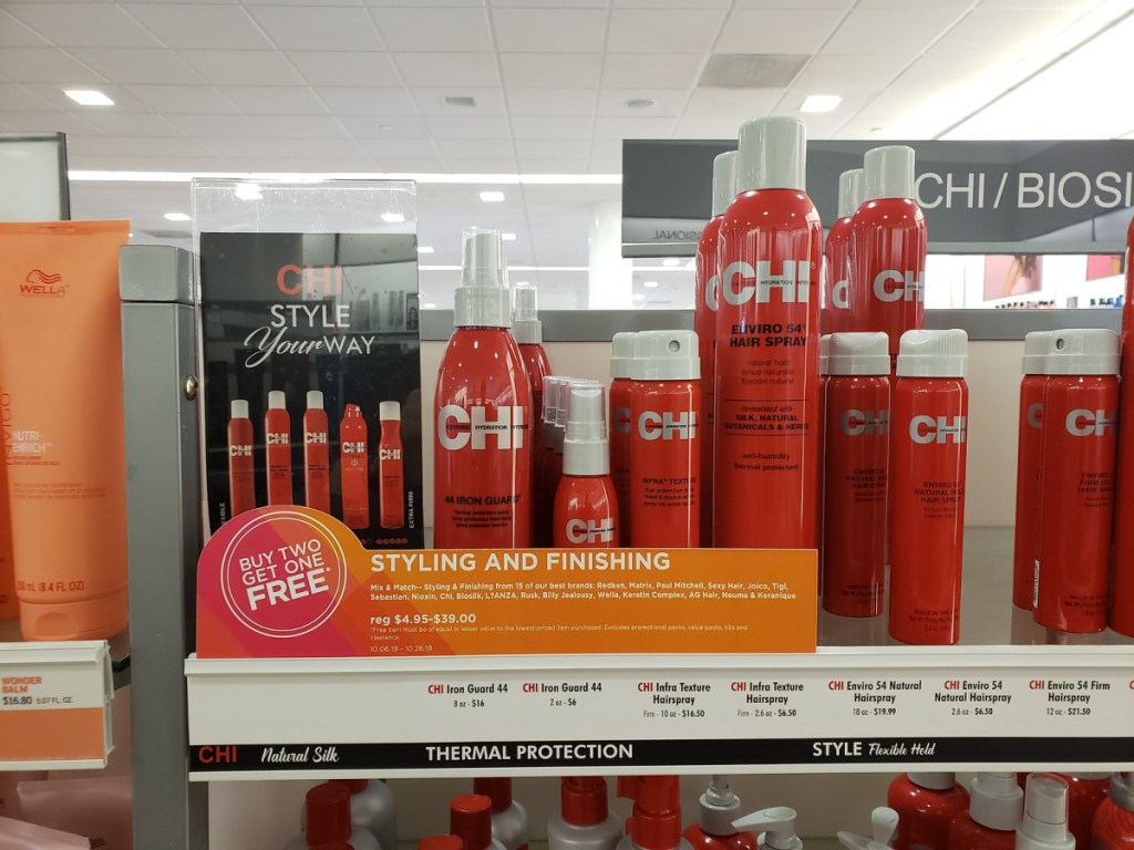 CHI hair styling items on store shelf