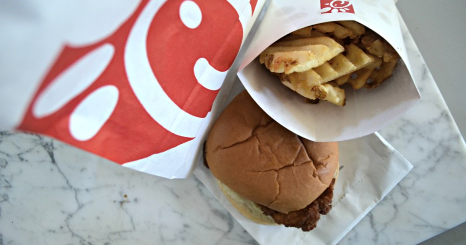 chick fil a sandwich and waffle fries