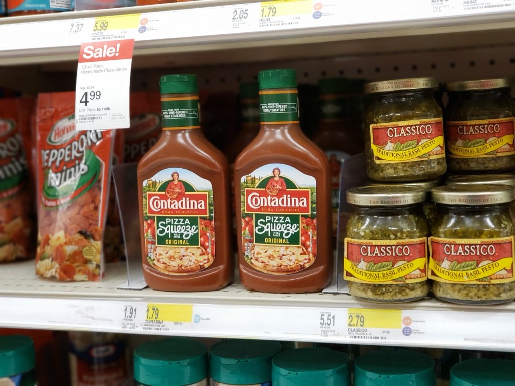 Contadina Pizza Squeeze Sauces on Target Shelf