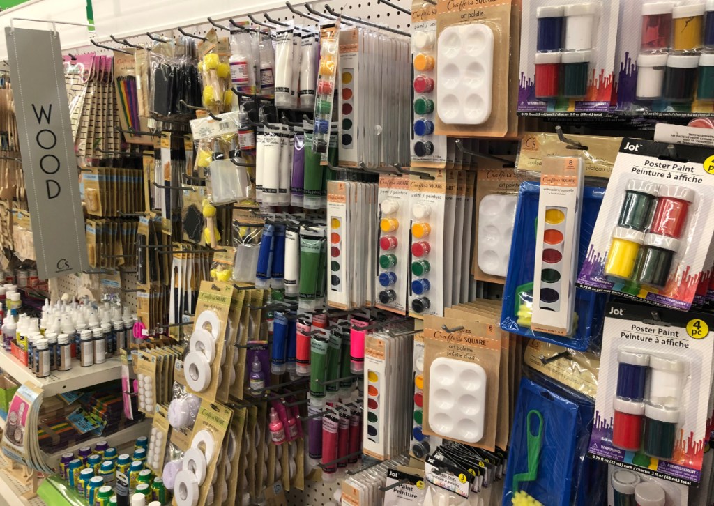 Craft paint section at Dollar Tree