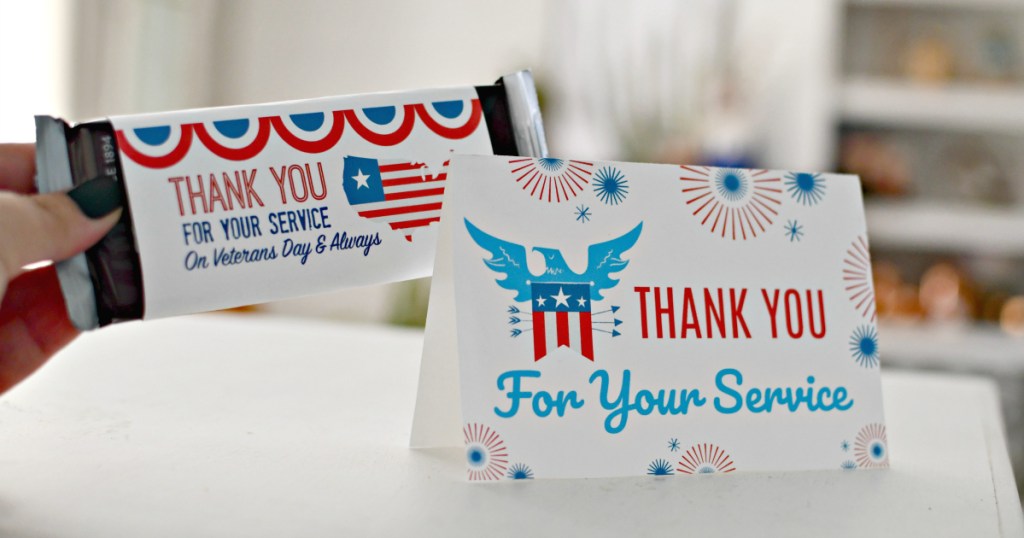 Print These Free Veterans Day Thank You Cards And Candy Bar Wrappers