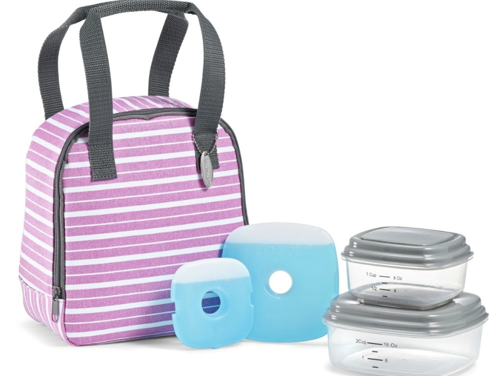 pink lunch bag with ice packs 