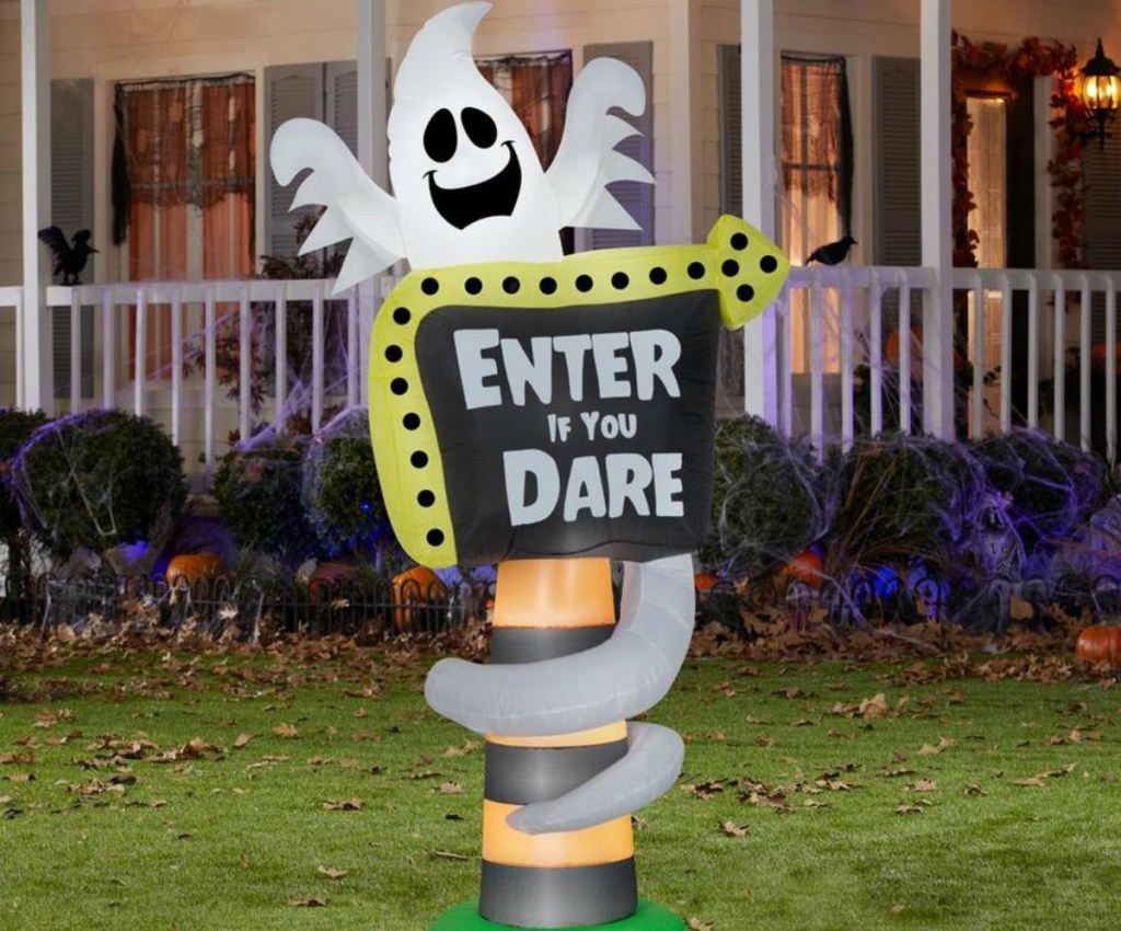 ghost Halloween inflatable in front yard