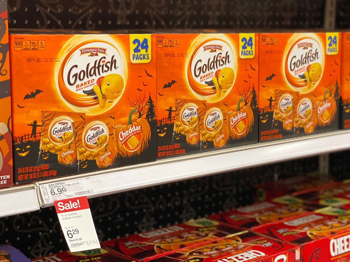 Halloween Goldfish on shelf at Target