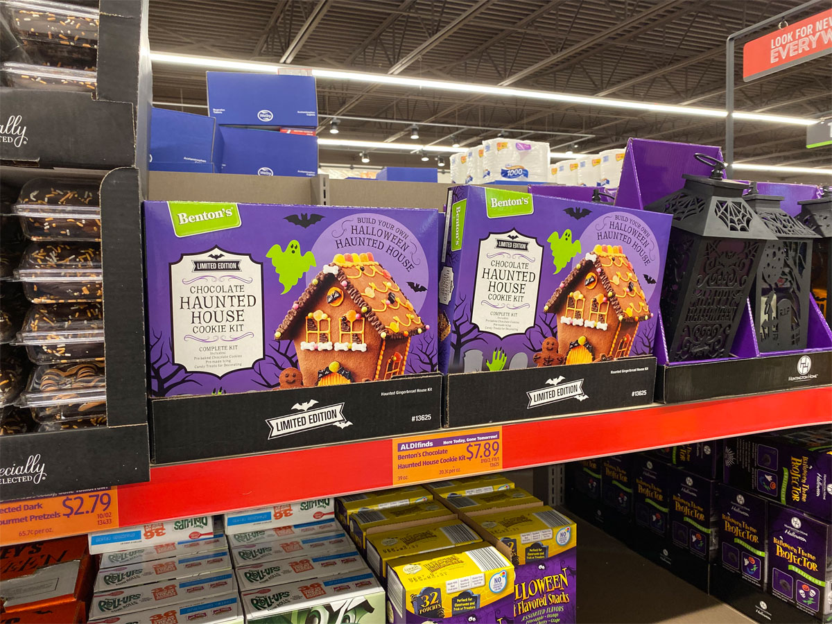 Chocolate Haunted House Cookie Kits on ALDI store shelf