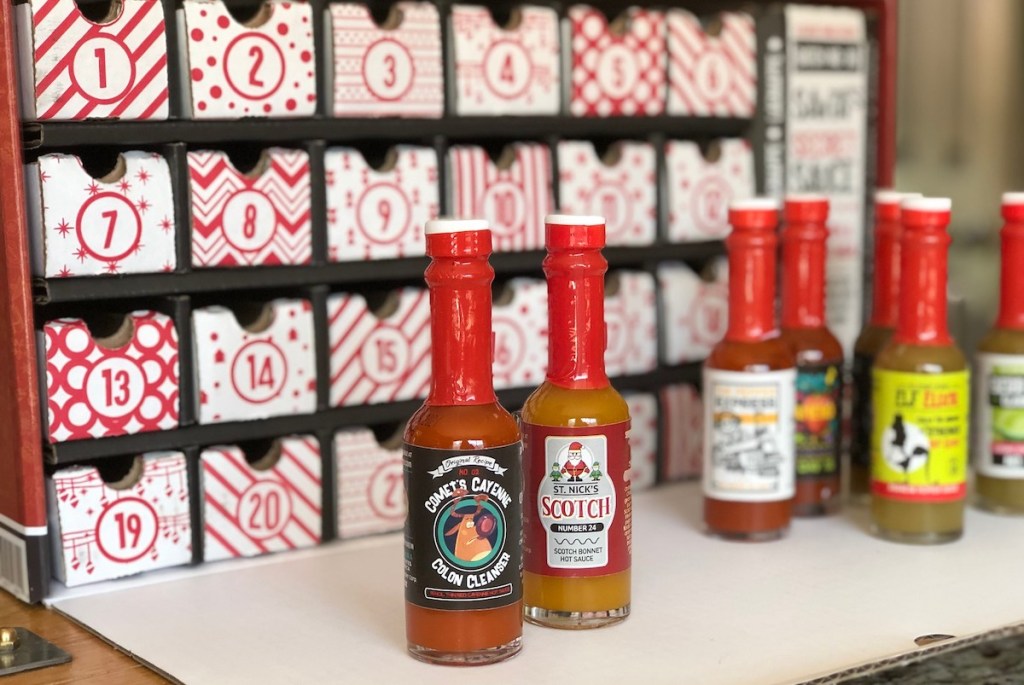 hot sauces on advent calendar box