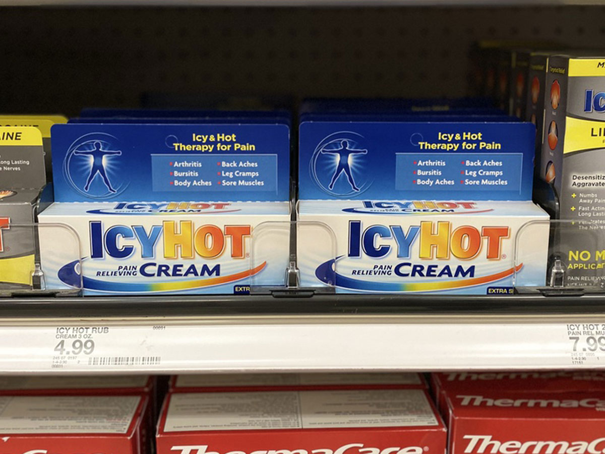 icy hot cream in packages on Target store shelf