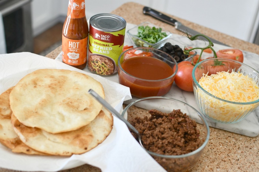 ingredients to make copycat taco bell mexican pizzas
