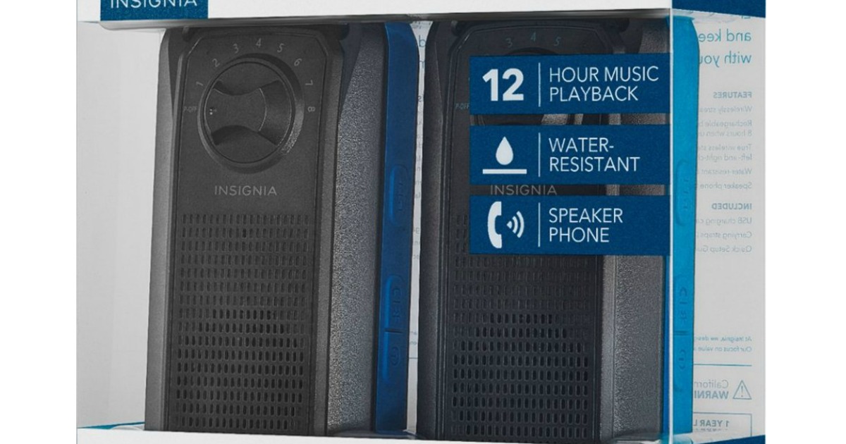 insignia portable walkie talkie speakers in package