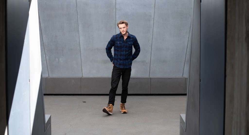 Man wearing Kenneth Cole Flannel Shirt