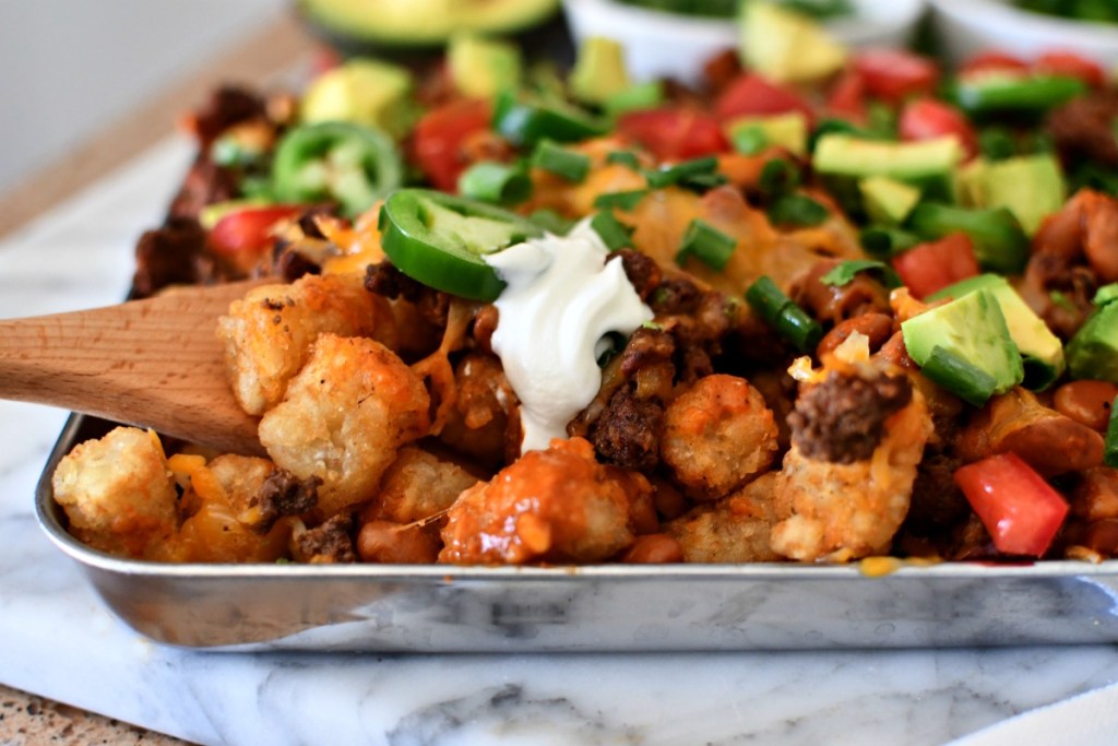 melted nachos using tater tots
