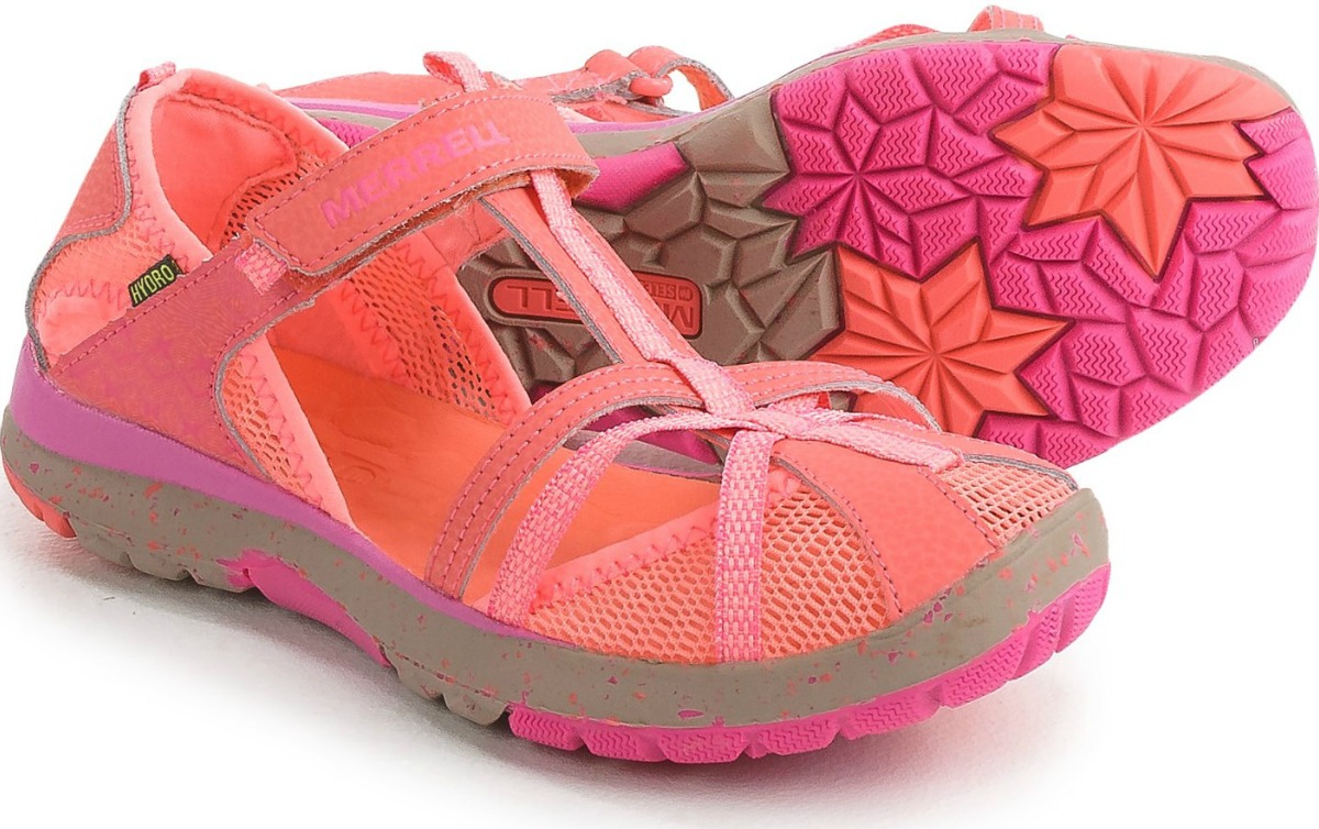 sandals in pink and orange for little girls