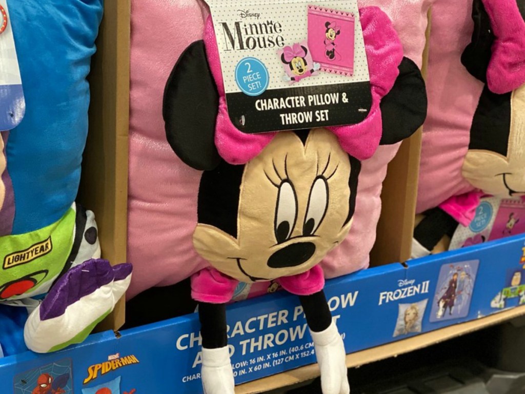 pillow on store shelf with minnie mouse