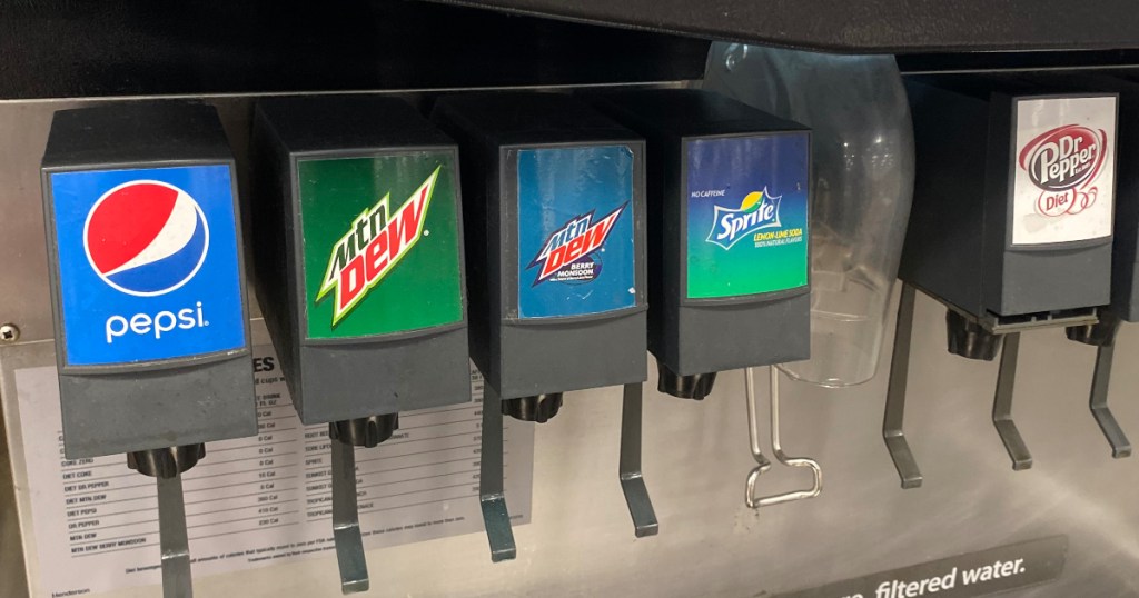 soda fountain with Pepsi products
