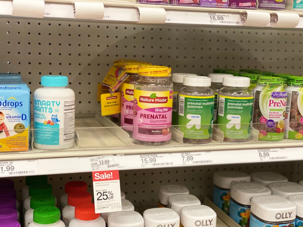 nature made prenatal gummies on store shelf